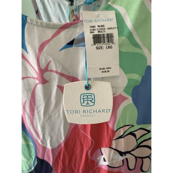 Tori Richard Come Closer Tropical Karley Floral Multi Midi Dress L NEW - Picture 6 of 8